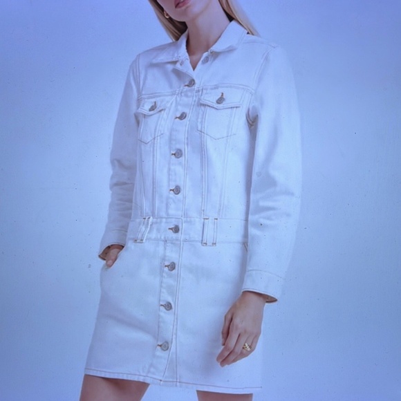 GANNI White Denim Mini Dress - size M - Picture 7 of 11